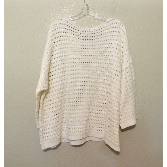 Coldwater Creek Sweater Womens 2X White Crochet Pullover Short Sl Cotton Acrylic - Picture 3 of 5